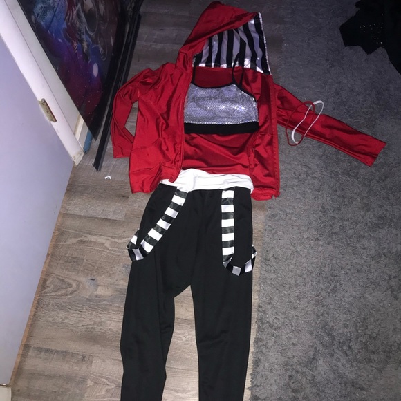red and black hip hop costumes